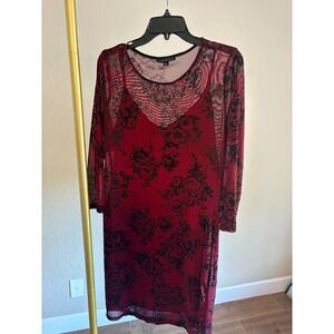Midi Dress Floral Rose Mesh Long Sleeve XL Whimsigoth Witchy Dark Romance Y2K